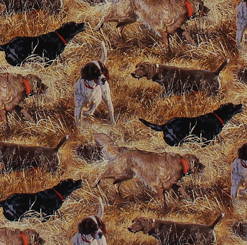 Hunting Dog Fabric/36X44/Lab Fabric/Pointer Print/Craft Etsy