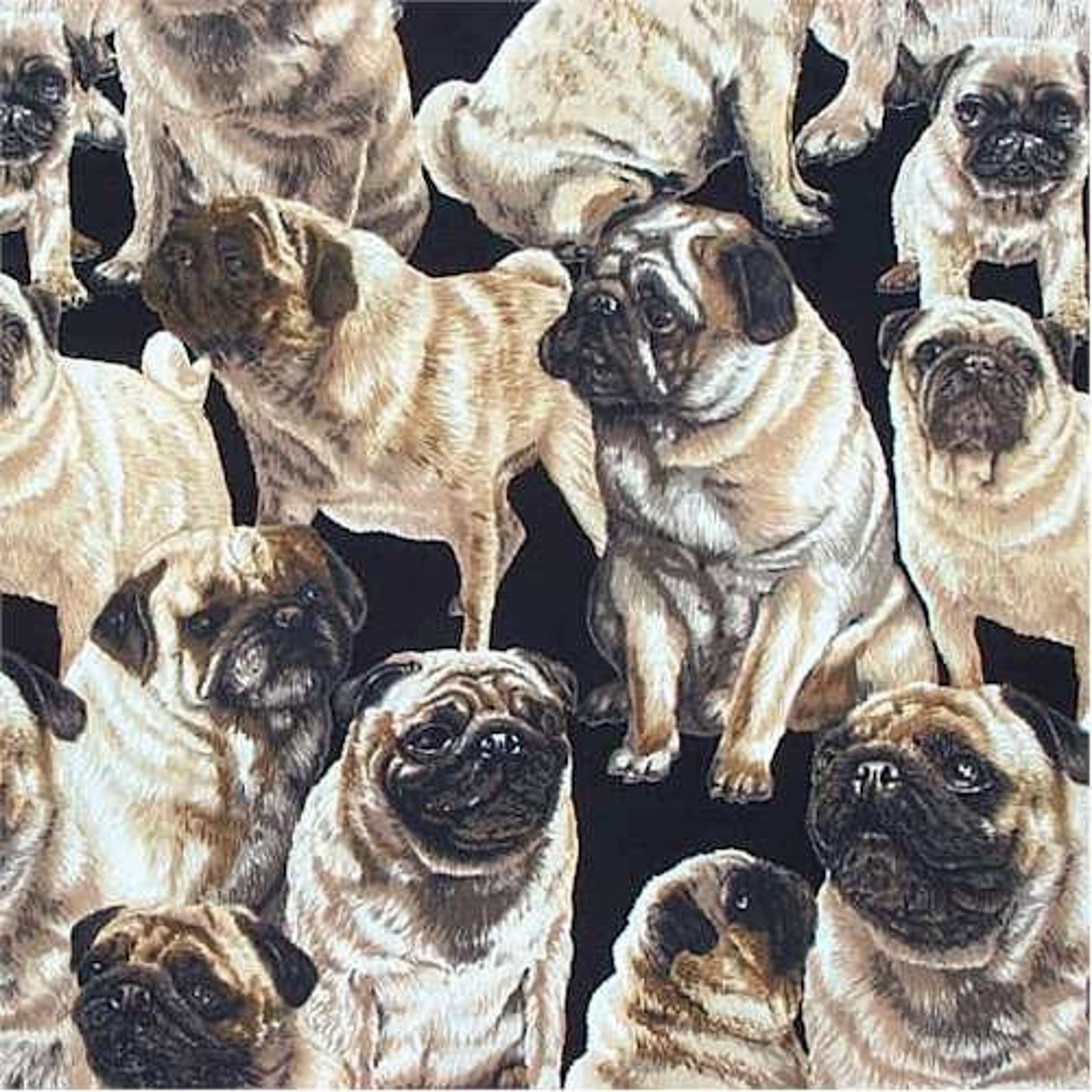Pug Fabric/pug Dogs/craft Supplies and Etsy