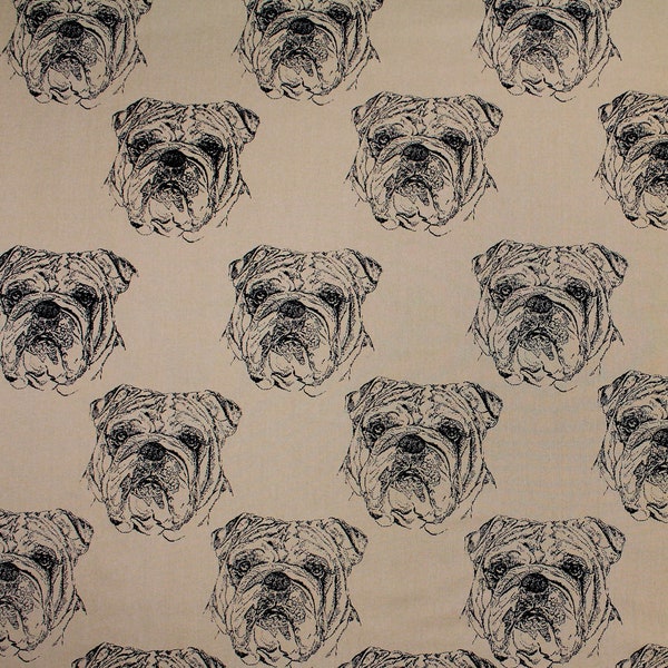 Bulldog Print Fabric/36X44"/Northcott All Cotton /Hot Diggity/Craft Supplies & Tools/Bulldog Lover Gift/Bulldog Mascot Print/Sewing/Quilting