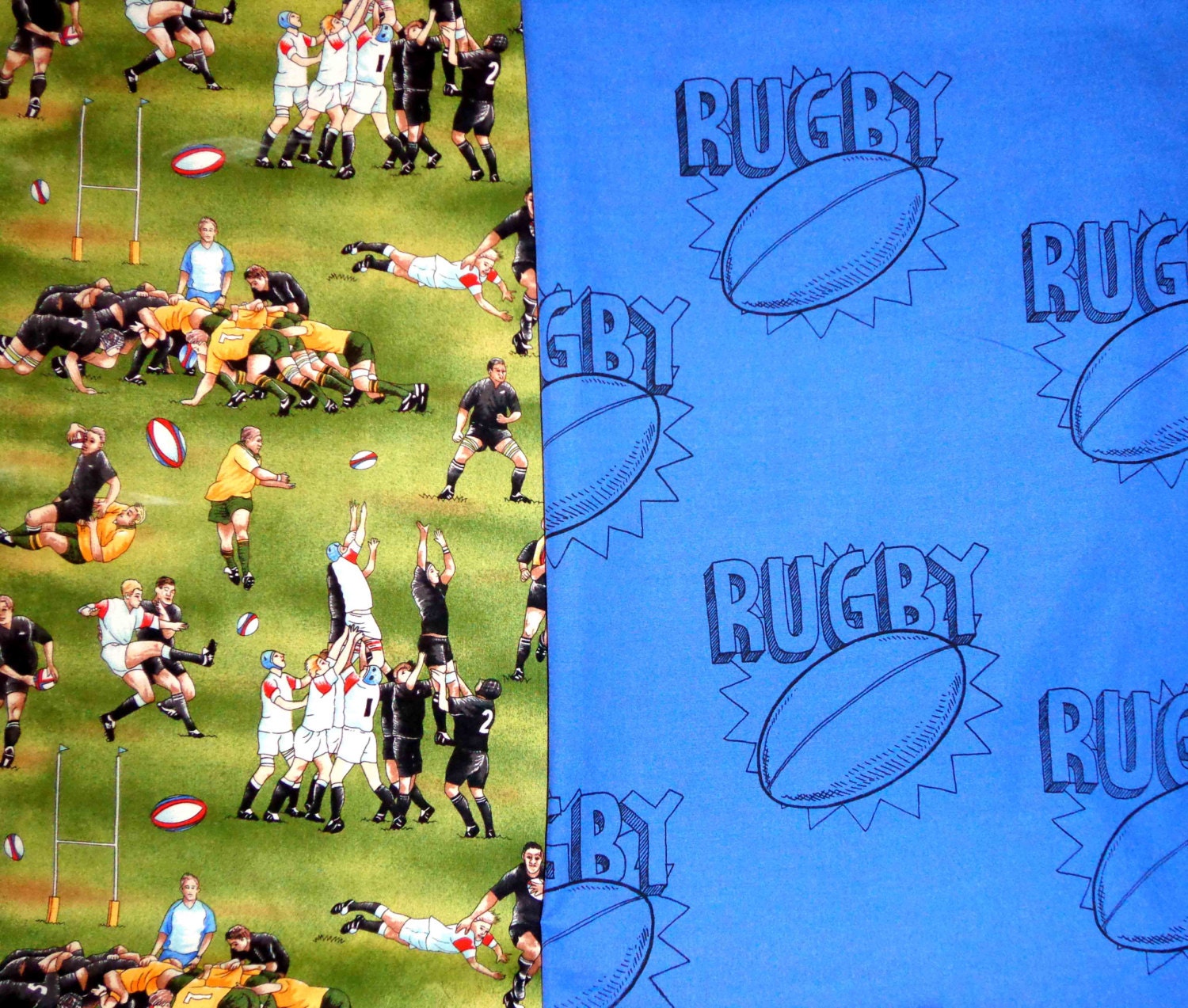Rugby Fabric/Team 1 yd Nutex/All Blacks1 Yd Blue Rugby Ball Etsy