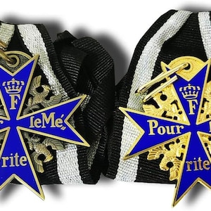 Pour Le Merite Classic  + 24k Gold Plated Cross Medal Blue Max Highest Honor Award New versions Replica