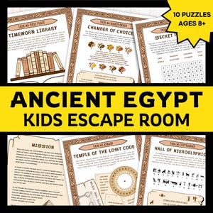 Ancient Egypt Escape Room Game for Kids Egyptian Birthday Printable Activity Screen Free Fun Print and Play Family Game Night