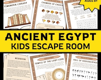 Altes Ägypten Fluchtraumspiel für Kinder Ägyptischer Geburtstags-Druckbarer Aktivitätsbildschirm Freier Spaß Print und Spiel-Familien-Spielenacht