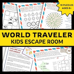 World Travel Escape Room Game for Kids | Explorer Birthday Printable Activity | Screen Free Fun | Print and Play Family Game Night