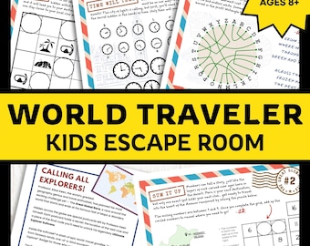 World Travel Escape Room Game for Kids | Explorer Birthday Printable Activity | Screen Free Fun | Print and Play Family Game Night