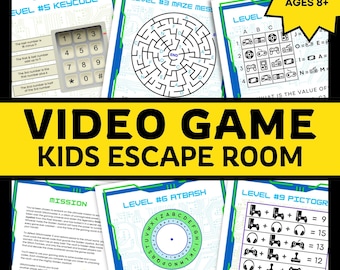 Videogame Escape Room-game voor kinderen | Gaming verjaardag afdrukbare activiteit | Schermvrij plezier | PDF afdrukken en afspelen | Game-avond voor het hele gezin