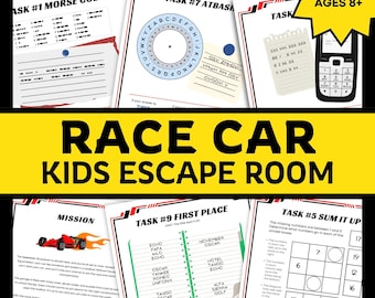 Race Car Escape Room Game for Kids Racing Birthday Printable Activity Screen Free Fun Print and Play Family Game Night