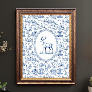 Vintage Deer in Winter Print, Deer Print, Farmhouse Christmas Wall Art, Country Painting, Printable Wall Art, Living Room Decor ideas