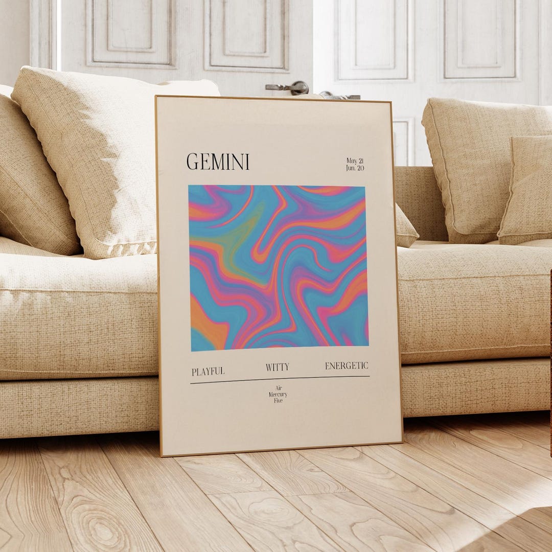 Gemini Zodiac Wall Art, Gemini Poster, Zodiac, Astrological Wall Art ...