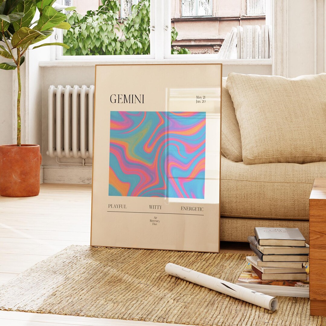 Gemini Zodiac Wall Art Printable, Horoscope Sign Digital Download ...