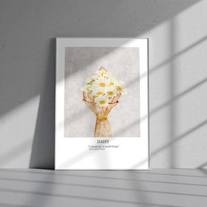 Gänseblümchen Wandkunst, botanisches Gänseblümchen Poster, Cottagecore Natur Poster, minimalistisches Blumendekor, druckbare Kunst, digitaler Download, Blumendruck