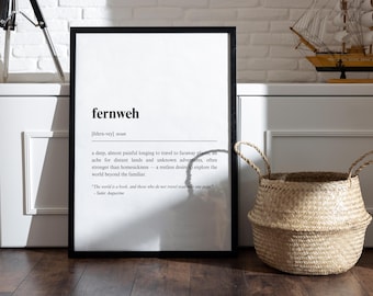 Fernweh Definition Print, Minimalist Typography Poster (Digital Download)