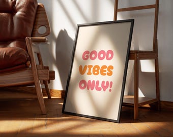 Good Vibes Only Print, Mustard Yellow, Inspirational Typography (Digital Download)