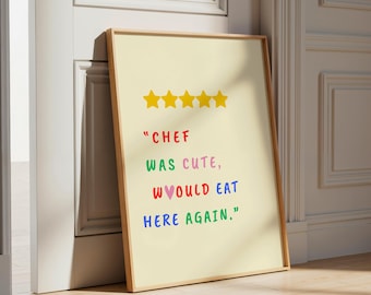 Retro Food Kitchen Poster, Funny Chef Quote Print (Digital Download)