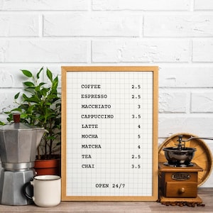 Coffee Menu Poster Cafe Print, Retro Art Espresso Print, Breakfast Coffee Bar Decor, Modern Kitchen Wall Art, Kitchen Poster, Restaurant