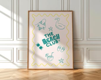 Beach Club Art Print, Summer Wall Decor (Digital Download)