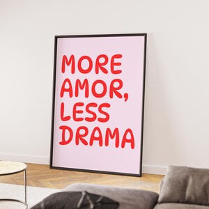More Amor Poster, Less Drama Print, Spanish Love Quote Wall Art, Yellow Aesthetic Typography Poster, Modern Y2K Digital Download