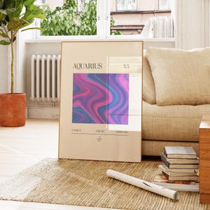 Aquarius Zodiac Art Print, Horoscope Poster, gifted decorations (Digital Download)