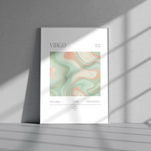 Virgo Zodiac Wall Art, Horoscope Poster Digital Download, Astrological Print, Birthday Gift & Zodiac Sign Decor for Virgo Fans