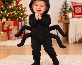 Traje navideño de araña para bebé, conjunto de araña con capucha para niños pequeños para las vacaciones de invierno.