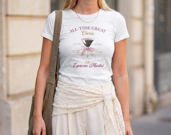 Camiseta infantil Espresso Martini, estampa retrô de coquetel, blusa Coquette Y2K