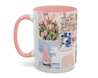 Vintage Pink Collage Coffee Mug | Accent Ceramic Mug