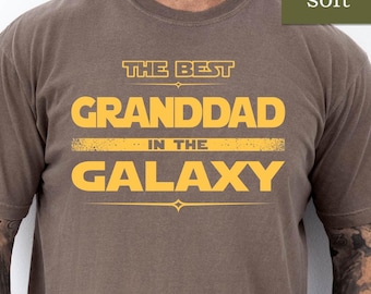 Grandpa Grandad T-shirt Gift, Best Grandad in the Galaxy Tee Shirt, Grandad Birthday or Pregnancy Announcement Baby Reveal Gift for Men