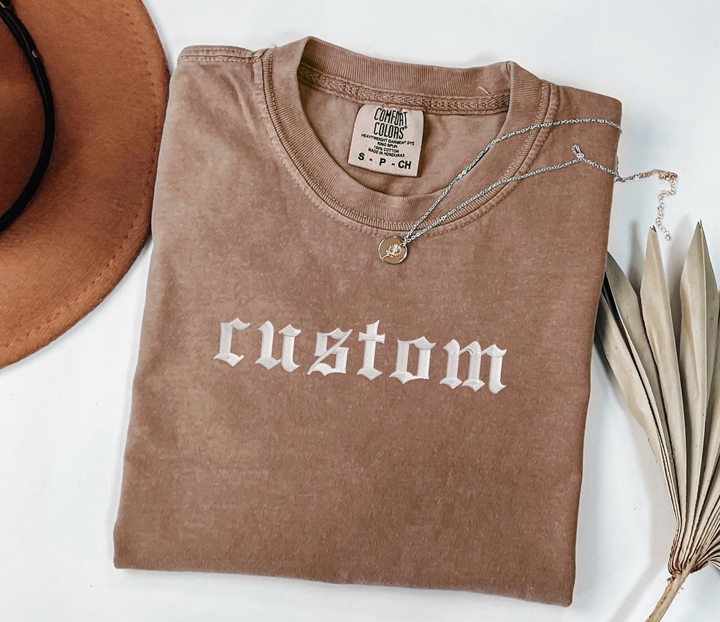 Custom T Shirt Personalized Embroidered T-Shirts Embroidered Tee Vintage Top Embroidered Tshirt Gift for Him Personalized
