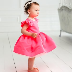 Pink Satin Flower Girl Dress: Elegant Toddler Party Outfit