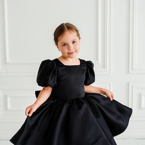 Black Flower Girl Dress with Back Bow