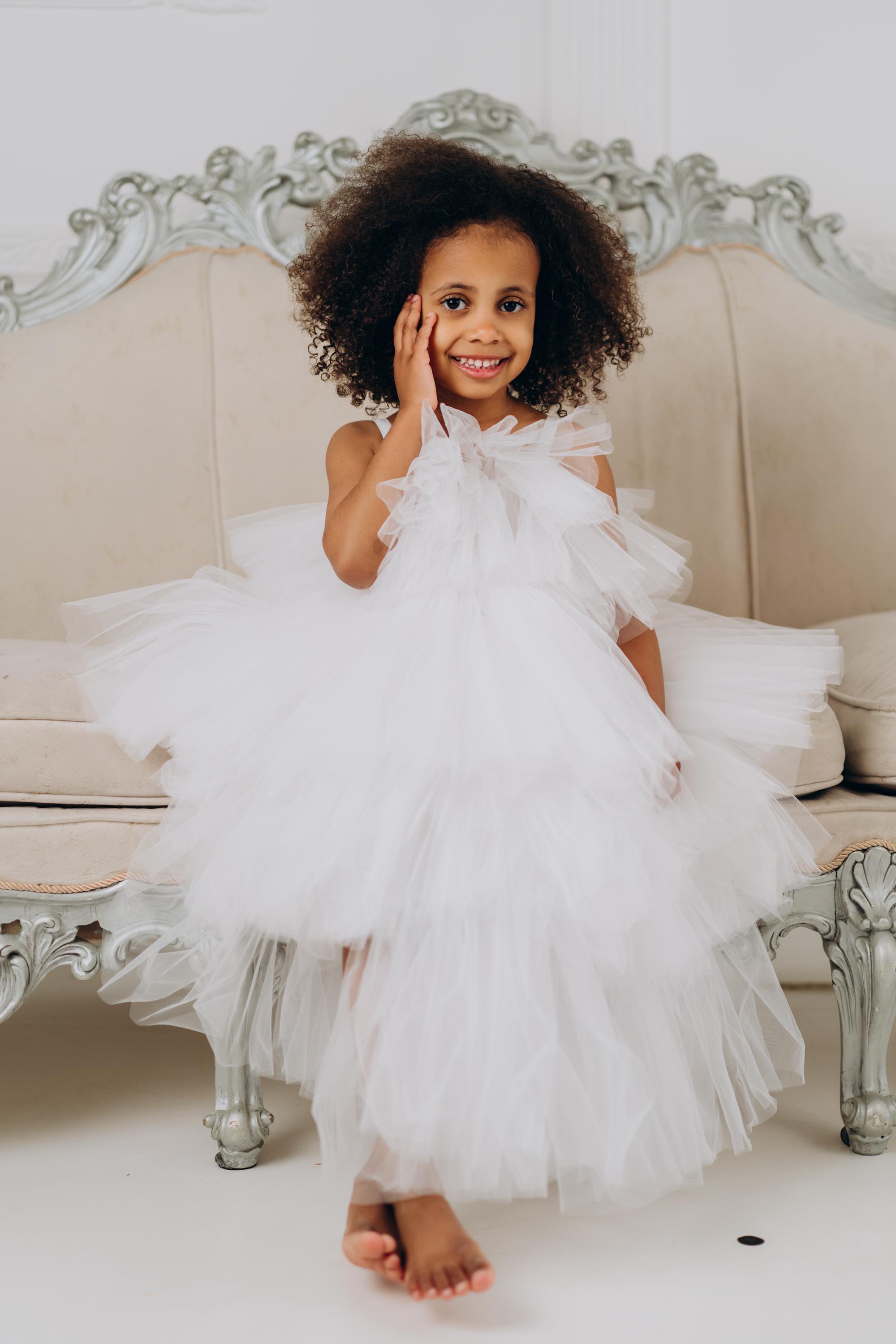 Beige Tulle Girl Dress, Puffy Toddler Tutu Dress, Beige Birthday Baby Dress, Fancy Photoshoot Dress, Graduation Outfit for Girls