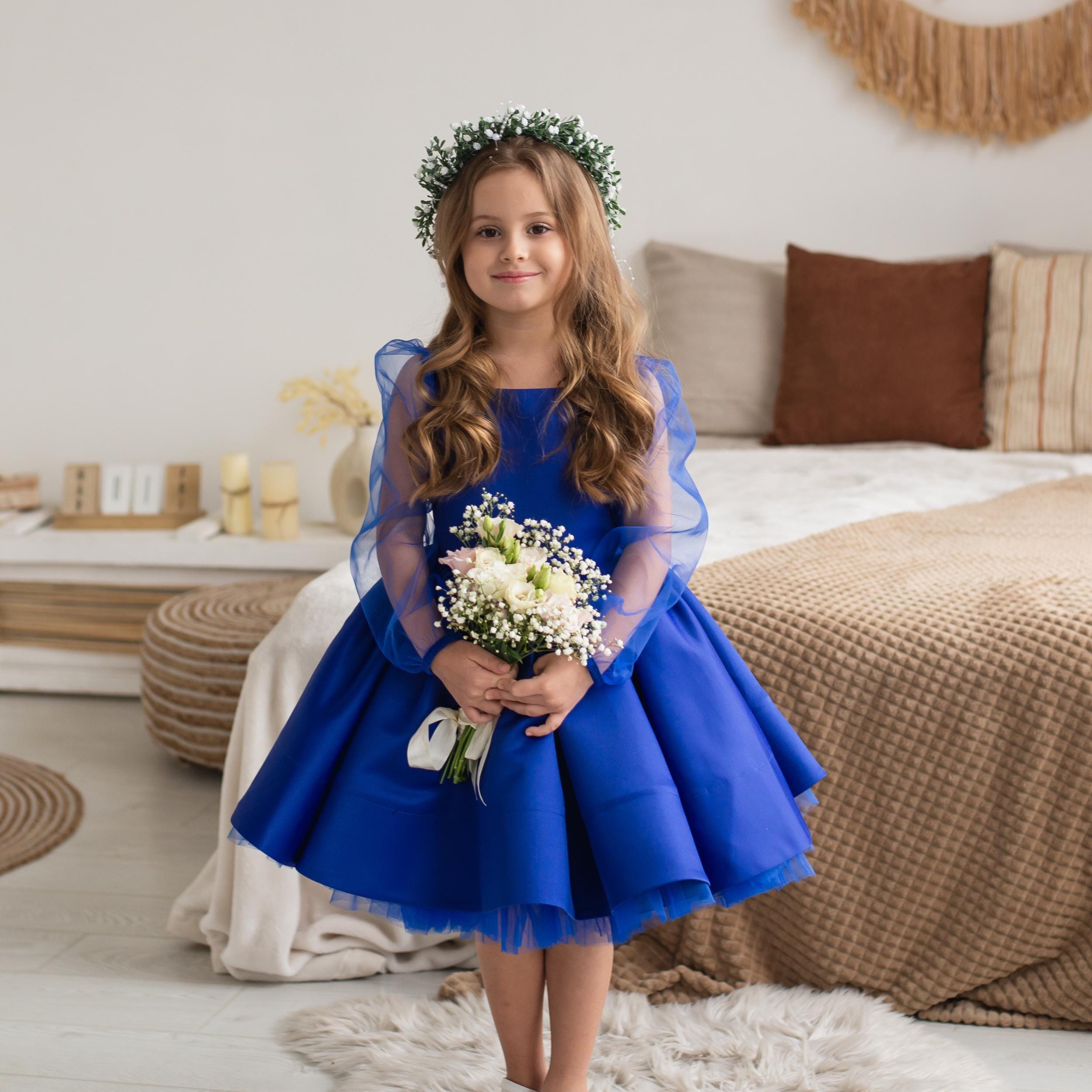 toddler girl formal dresses AIMAOMI 0-6T Baby Dress Lace Embroidery Toddler Maxi Dresses Pageant Dresses for Girls (Blue, 3-12 Months): Clothing, Shoes & Jewelry an open Black Tulle Flower Girl Dress: