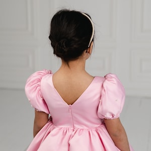 Pink Flower Girl Dress, Pink Satin Girl Dress, Elegant girl Dress Birthday Girl dress, Toddler Party Dress Formal dress for toddler Birthday