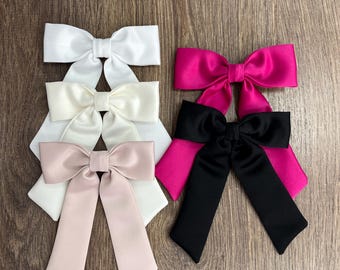 Hair Bow for Girls Hair Bows for Toddlers Kids Satin Hair Accessories for Baby Girl Cute School Party Hair Clip White hair bow Ivory Bow