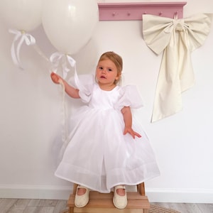 White Flower Girl dress Girl Organza Baby Dress First Birthday Outfit Toddler Party Dress Communion Girl Dress Special Occasion Dress
