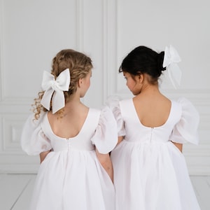 White Flower Girl dress Girl Organza Baby Dress First Birthday Outfit Toddler Party Dress Communion Girl Dress Special Occasion Dress