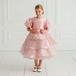 Blush Organza Flower Girl Dress: Elegant Party or Wedding