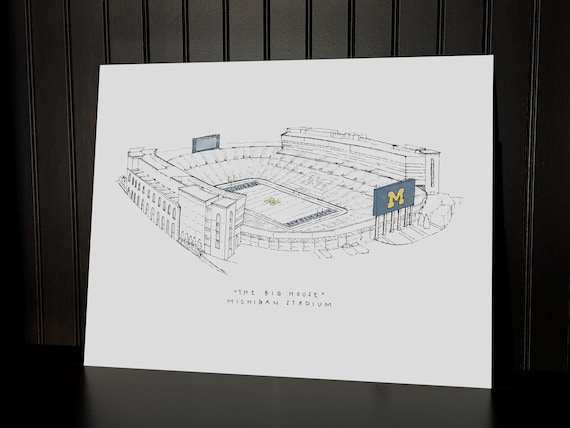 Michigan Stadium Print: The Big House Ink Sketch