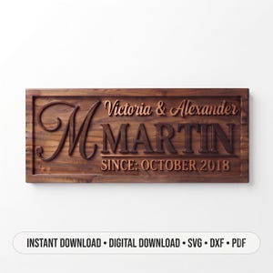 Targa personalizzata con il nome di famiglia, targa in legno personalizzata con il cognome, regalo di nozze, decorazione murale in legno intagliato, regalo di anniversario o inaugurazione della casa