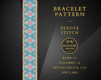 Peyote Bracelet Pattern, Miyuki Delica Seed Bead (PDF)