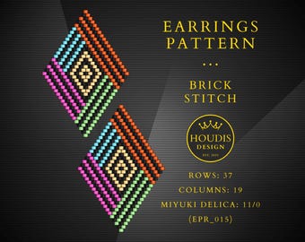 Brick Stitch Earrings Pattern PDF: Miyuki Seed Bead Jewelry Tutorial