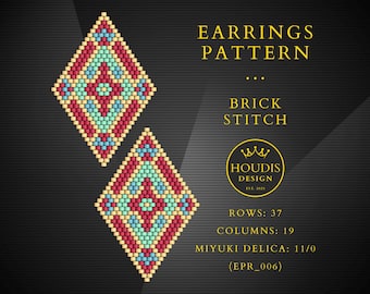 Brick Stitch Earrings Pattern PDF: Miyuki Seed Bead Jewelry Tutorial