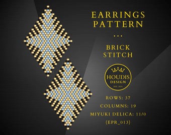 Brick Stitch Earrings Pattern PDF: Miyuki Seed Bead Jewelry Tutorial
