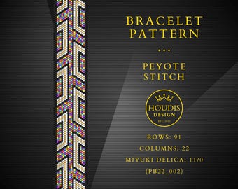 Even Count Peyote Bracelet Pattern, Miyuki Delica Seed Bead (PDF)