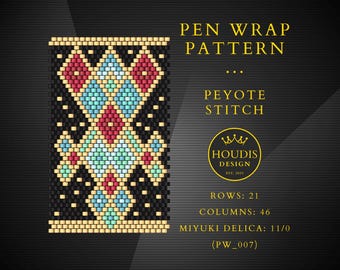Peyote Stitch Pen Wrap Pattern, Miyuki Delica Seed Bead (PDF)