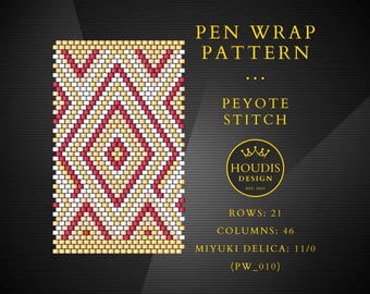 Peyote Stitch Pen Wrap Pattern, Miyuki Delica Seed Bead (PDF Pattern)