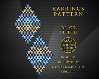 Brick Stitch Earrings Pattern PDF: Miyuki Seed Bead Jewelry Tutorial