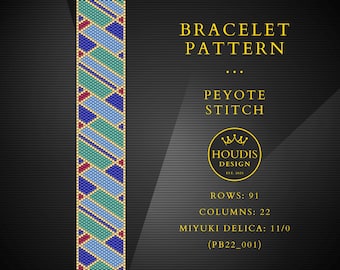 Peyote Stitch Bracelet Pattern, Miyuki Delica Seed Bead (PDF Pattern)