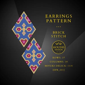 Brick Stitch Earrings Pattern PDF: Miyuki Seed Bead Jewelry Tutorial