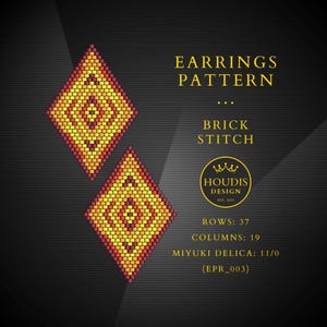 Brick Stitch Earrings Pattern PDF: Miyuki Seed Bead Jewelry Tutorial